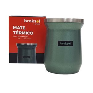 Mate Termico Doble Capa Acero Inoxidable Broksol Verde