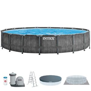 Pileta Estructural Redonda Intex Greywood Premium 24311 Lts 549 x 122 Bomba con Timer y Accesorios