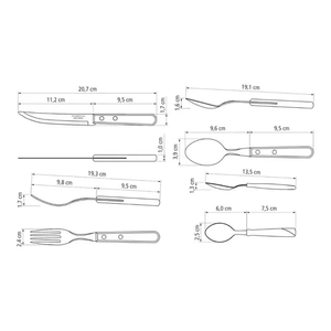 Juego De Cubierto 12 Piezas Tramontina Dynamic Mango Madera Lamina Acero Inoxidable