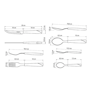 Juego de Cubiertos 12 Piezas Tramontina New Kolor Mango Plastico Lamina Acero Inoxidable Negro