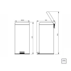 Cesto Tacho 30 L Tramontina Brasil Acero Inoxidable Con Pedal  Y Balde Extraible