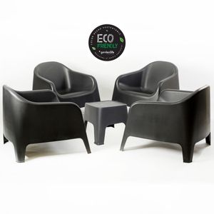 Juego De 4 Sillones Skarpo Mas Mesa Sunset Negro Ecologico