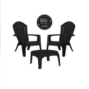 Juego De 2 Sillones Miami Con Mesa Puket Negro Ecologico