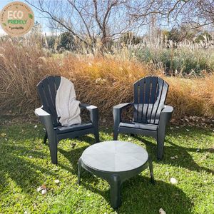 Juego De 2 Sillones Miami Con Mesa Puket Negro Ecologico