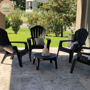 Juego De 4 Sillones Miami Con Mesa Puket Negro Ecologico