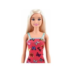 Muñeca Barbie basica rubia vestido rosa