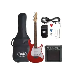 Kit PEAVEY Guitarra Electrica Raptor Plus Red con Amplificador Combinado Audition Parlante 4" 7W RMS