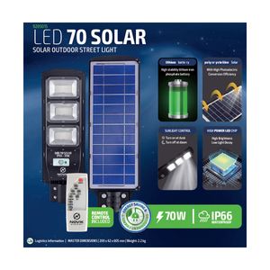 Reflector Luminaria con Panel Solar Exterior Novik LED 70 Control Remoto y Sensor Movimiento