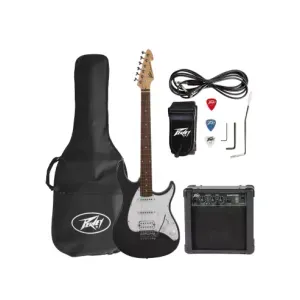 Kit PEAVEY Guitarra Electrica Raptor Plus Black con Amplificador Combinado Audition Parlante 4" 7W RMS