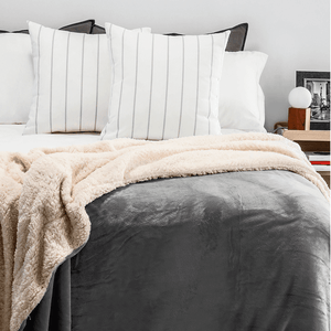 Frazada Catana Home Flannel con Corderito Queen – Color Gris Oscuro