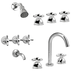 Grifería completa baño Cruz Peirano lavatorio bidet ducha 90-166