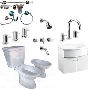 Set Baño Completo Vanitory Colgar Griferia Sanitarios L