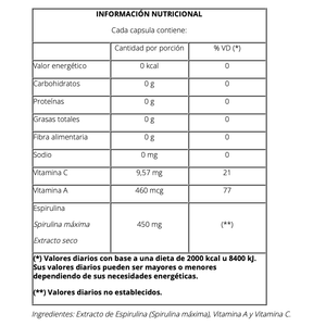 Capsulas De Spirulina Concentrada Proteina Vegetal X 50 Cap - Natier