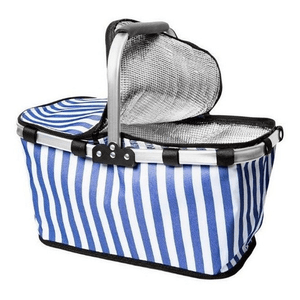 Canasta Termica Rayada Grande Plegable Picnic Aluminio Lunchera