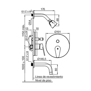 Griferia Baño Fv M4 Compacta Embutida Monocomando 0106/m4