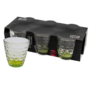 Set X 6 Vasos De Agua 255 Cc Vidrio C/ Base Verde - Nc