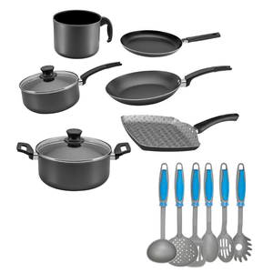 Bateria De Cocina Con Utensilios Azul