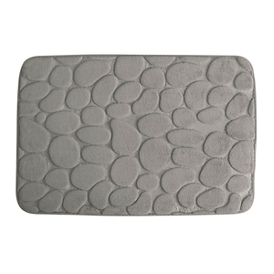 Alfombra Para Baño Gris Con Base Pvc Antideslizante