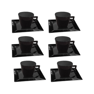 Cuadrado Negro - Set X6 Tazas De Cafe Con Plato 75 Cc - Oxford