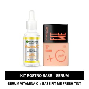 Kit Rostro: Sérum Vitamina C + Base De Maquillaje Fit Me Fresh Tint 3