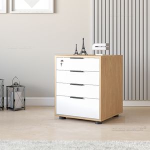 Mueble Archivero de Oficina con Cerradura Madera Natural y Blanco