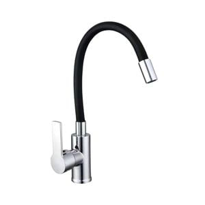 Canilla Monocomando Flexible Negra Mate Para Cocina Oryx 304A