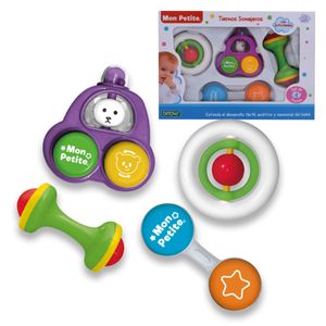 Mon Petite Tiernos Sonajeros Set x4 con Actividades Auto Violeta