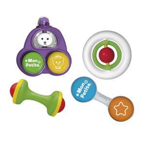 Mon Petite Tiernos Sonajeros Set x4 con Actividades Auto Violeta