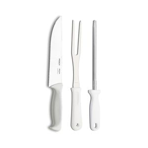 Juego Cuchillo Chaira Y Tenedor Acero Inoxidable Blanco Brinox Precision 2554/302