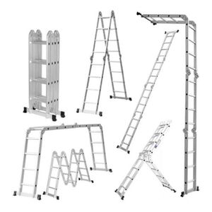 Escalera 3,50m Aluminio 4x3 - 12 Escalones + chapón (M-ESC-411+9)