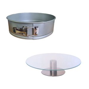 Set molde desmontable + plato giratorio posa torta vidrio