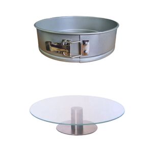 Set molde desmontable + plato giratorio posa torta vidrio