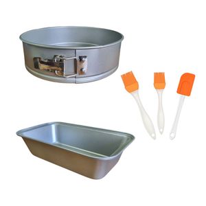 Set molde desmontable torta + budinera + utensilios silicona naranja