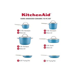 Baterías de Cocina KitchenAid Cerámicas 10 Piezas Azul