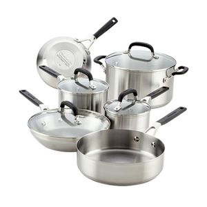 Baterías de Cocina KitchenAid Apto Inducción 10 Piezas Acero Inoxidable