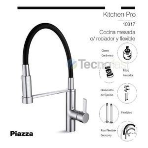 Grifería De Cocina Monocomando Piazza 10317 Cromo/negro